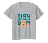 Myrtle Beach Bum Vacation Sun Fun Beach Cadeau pour Amoureux de la Plage T-Shirt, Enfant, Gris Chiné, 8 Ans