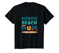 Myrtle Beach Bum Vacation Sun Fun Beach Cadeau pour Amoureux de la Plage T-Shirt, Enfant, Noir, 10 Ans