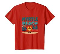 Myrtle Beach Bum Vacation Sun Fun Beach Cadeau pour Amoureux de la Plage T-Shirt, Enfant, Rouge, 12 Ans