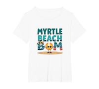Myrtle Beach Bum Vacation Sun Fun Beach Cadeau pour Amoureux de la Plage T-Shirt, Femme Grandes Tailles, Blanc, 1X