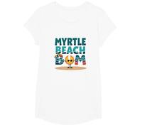 Myrtle Beach Bum Vacation Sun Fun Beach Cadeau pour Amoureux de la Plage T-Shirt, Fille, Blanc, XS