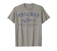 Myrtle Beach Caroline du Sud Requin Vintage Arqué Bleu Marine T-Shirt