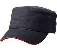 Myrtle Beach Casquette Type Militaire en Coton Canvas Durable (Black/Red)