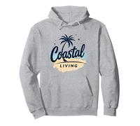 Myrtle Beach Coastal Living Palm Tree Beach Vacances Sweat à Capuche, Unisexe pour Adultes, Gris Chiné, XL
