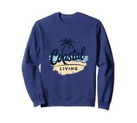 Myrtle Beach Coastal Living Palm Tree Beach Vacances Sweatshirt, Unisexe pour Adultes, Bleu Marine, M