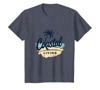 Myrtle Beach Coastal Living Palm Tree Beach Vacances T-Shirt, Enfant, Bleu Chiné, 12 Ans