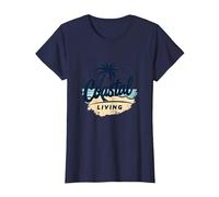 Myrtle Beach Coastal Living Palm Tree Beach Vacances T-Shirt, Femme, Bleu Marine, M