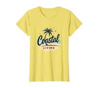 Myrtle Beach Coastal Living Palm Tree Beach Vacances T-Shirt, Femme, Citron, S