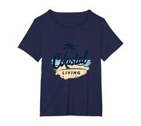 Myrtle Beach Coastal Living Palm Tree Beach Vacances T-Shirt, Femme Grandes Tailles, Bleu Marine, 6X