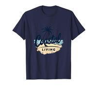 Myrtle Beach Coastal Living Palm Tree Beach Vacances T-Shirt, Homme, Bleu Marine, L