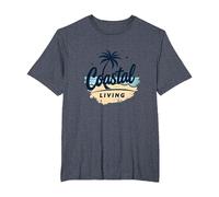 Myrtle Beach Coastal Living Palm Tree Beach Vacances T-Shirt, Homme Grandes Tailles, Bleu Chiné, 5X Tall