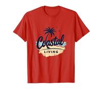 Myrtle Beach Coastal Living Palm Tree Beach Vacances T-Shirt, Homme, Rouge, XL
