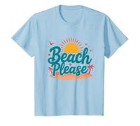 Myrtle Beach Please Vacation Summer Amusement Coastal Art T-Shirt, Enfant, Bleu Céleste, 12 Ans