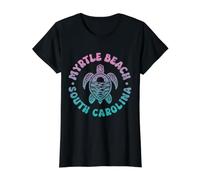 Myrtle Beach Souvenir de Tortue Caroline du Sud Groovy Retro T-Shirt Graphique avec Valeur, Femme, Noir, L