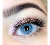 MYSA LENS® Lentilles De Contact De Couleur Fantaisie Bleu Brillant/Brilliant Blue 3 Tons Avizor Solution Multifonctions 10ML Etui Offert 12 Mois sans correction