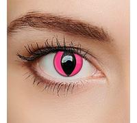 MYSA LENS® Lentilles De Contact De Couleur Fantaisie Crazy Halloween Cosplay Yeux De Chat Rose Oeil De Serpent Pink Cat Etui Offert 12 Mois sans correction