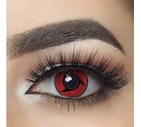 MYSA LENS® Lentilles De Contact De Couleur Fantaisie Crazy Lens Cosplay Halloween Yeux Rouge Sharingan Itachi Etui Offert 12 Mois sans correction