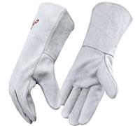 MYSAFETY Gant Cuir Barbecue Homme Femme, Anti Chaleur Coupure, Gants de Travail Pour Soudure,Cheminée,Four,BBQ,Jardinage,Jardin,Travaux,Electricien,Cuisine.Blanc
