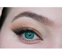 MYSALENS® Lentilles De Contact De Couleur Hidrocor Verde Vert Naturelle très haute opacité Kit De Rangement Boitier Pince applicateur Offert 12 Mois sans correction