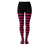 MYSASI Collants rayés pour femme noir et rose fuchsia, Noir et rose fuchsia, M