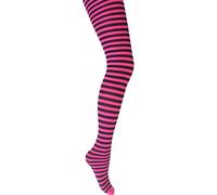 Mysasi Collants rayés pour femme, Rose fluo et noir, L grande taille