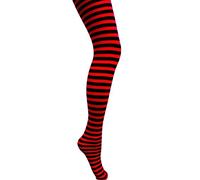 MYSASI Collants rayés pour femmes - Collants costumés et de mode audacieux pour Halloween, cosplay, fêtes et style quotidien - Bas opaques étirables colorés - Disponible en tailles grandes, rouge/noir