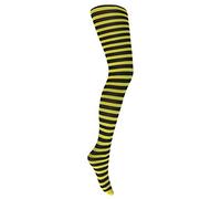 Mysasi London Collants rayés pour femme - Taille M - XL - Couleurs disponibles, Noir et jaune électrique, XL Grande taille