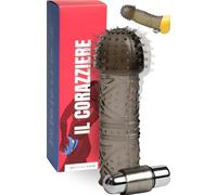 MySecretCase Gaine Penis Vibrante Avec Bullet 14 cm TPE Extenseur Pénien | Gaines pour Pénis Manchon Penis Texturé Reliefs et Picots Stimulants Jouet Adulte Couple Sextoyse Couple Plaisir