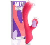 MySecretCase Rabbit Vibromasseurs Feminin Clitoridien Langue Vibromasseurs Femme Rotatives 21cm Gode Vibro-Masseur 9 Modes Sextoyse Femme Clitoridienne Point G Dildo Silicone Jouet Adulte USB