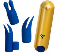 MySecretCase Vibromasseurs Feminin Clitoridien 3 Têtes Silicone IPX5 Doré
