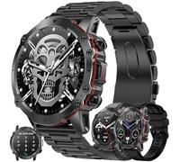 MYSHUN AMOLED Montre intelligente pour homme avec fonction téléphone, 5 ATM, tracker d'activité avec podomètre, 123 modes sportifs, moniteur de sommeil, pression artérielle, montre pour iOS et Android