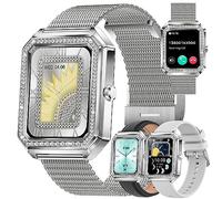 MYSHUN Montre Connectée Femme avec Appel Bluetooth, 1.59" HD Smartwatch avec Diamond/Cardiofrequencemetre/Sommeil, 100+ Modes Sportifs, 3 Bracelets, Etanche IP68 Smart Watch pour Android iOS (Argent)