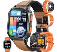 MYSHUN Montre Connectée Homme avec Appels Bluetooth, 2,01'' Smartwatch avec 123 Modes Sportifs/SpO2/Lecteur de Musique/Fréquence Cardiaque/Sommeil/Podomètre Bracelet pour Android iOS (Orange)