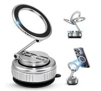 MYSISLE Support de téléphone portable pour voiture, avec aimant et ventouse sous vide, réglable à 360°, extrêmement puissant, aspiration 49 kg et force magnétique 29,4 N, pour voiture, salle de sport