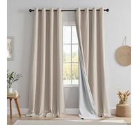 MYSKY HOME Rideau Beige Occultant Rideaux Thermiques Anti Chaleur 140x245(LxH) pour Chambre Salon Maison, Opaque à Oeillets Isolation Decoration Curtains Lot de 2