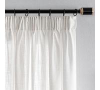 MYSKY HOME Rideaux en Lin avec Système de Rail Rideaux Universels avec Galon Fronçeur Rideaux Prêts à Suspendre Aspect Lin Rideau Gardine Semi-Transparent, H 280 x L 140 cm, Beige Clair Blanc Ivoire