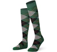 Mysocks Chaussettes montantes unisexes Motif losanges, Vert cendré, noir, orange, 8-11