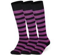 Mysocks Chaussettes unisexe à rayures au genou Violet et noir