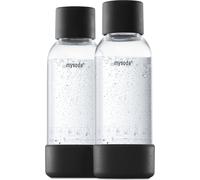 Mysoda Quick-Connect Ensemble de 2 bouteilles d'eau de 0,5 l, réutilisables, en plastique, sans BPA, noires