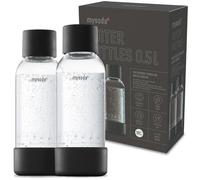 Machine à soda - MYSODA - Pack de 2 bouteilles PET et Biocomposite 0,5 L - Systeme quick-lock - Noir