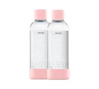 Mysoda Bouteille de gazéification PET sans BPA, fermeture rapide, détails bois — 2 x 1 L Rose