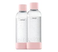 Mysoda : Bouteille de gazéification en PET sans BPA pour machine à eau pétillante, avec fermeture rapide et détails en composite de bois, 2 x 1 L - Rose