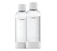 Mysoda : Bouteille de gazéification en PET sans BPA pour machine à eau pétillante, avec fermeture rapide et détails en composite de bois, 2 x 1 L - Blanc