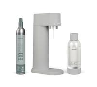 Mysoda : Pack Woody - Machine à eau pétillante fabriquée en composite de bois renouvelable, accompagnée d'une bouteille en PET Quick-Lock sans BPA et d'un cylindre de CO2 (Grise)
