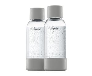 Mysoda Quick-Connect Ensemble de 2 bouteilles d'eau de 0,5 l, réutilisables, en plastique, sans BPA, gris