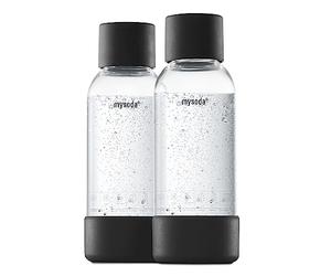 Mysoda Quick-Connect Ensemble de 2 bouteilles d'eau de 0,5 l, réutilisables, en plastique, sans BPA, noires