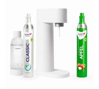 Mysoda Woody Machine à gazéifier en bois composite renouvelable avec bouteille en plastique sans BPA, cylindre de CO2 Classic + cylindre de CO2 pomme (blanc)