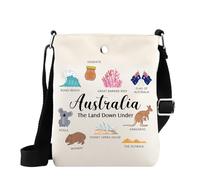 MYSOMY Australia Icons Sac à bandoulière graphique The Land Down Under Australia Sac à bandoulière de voyage et souvenir, Australie Mo, 14.7 x 2 x 21centimeters (5.8 x 0.8 x 8.3 inches)