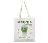 MYSOMY Matcha Latte Sac fourre-tout esthétique pour amoureux du matcha Sac à bandoulière Cadeau Matcha Café Cadeau pour amateur de thé Matcha Cadeau pour maman, Latte glacé Tb3, 13.7inch*15inch