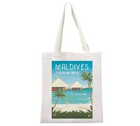 MYSOMY Sac de voyage Maldives - Cadeau souvenir des Maldives - Cadeau de lune de miel - Maldives is Calling and I Must Go, Maldives Tb3, 13.7inch*15.7inch